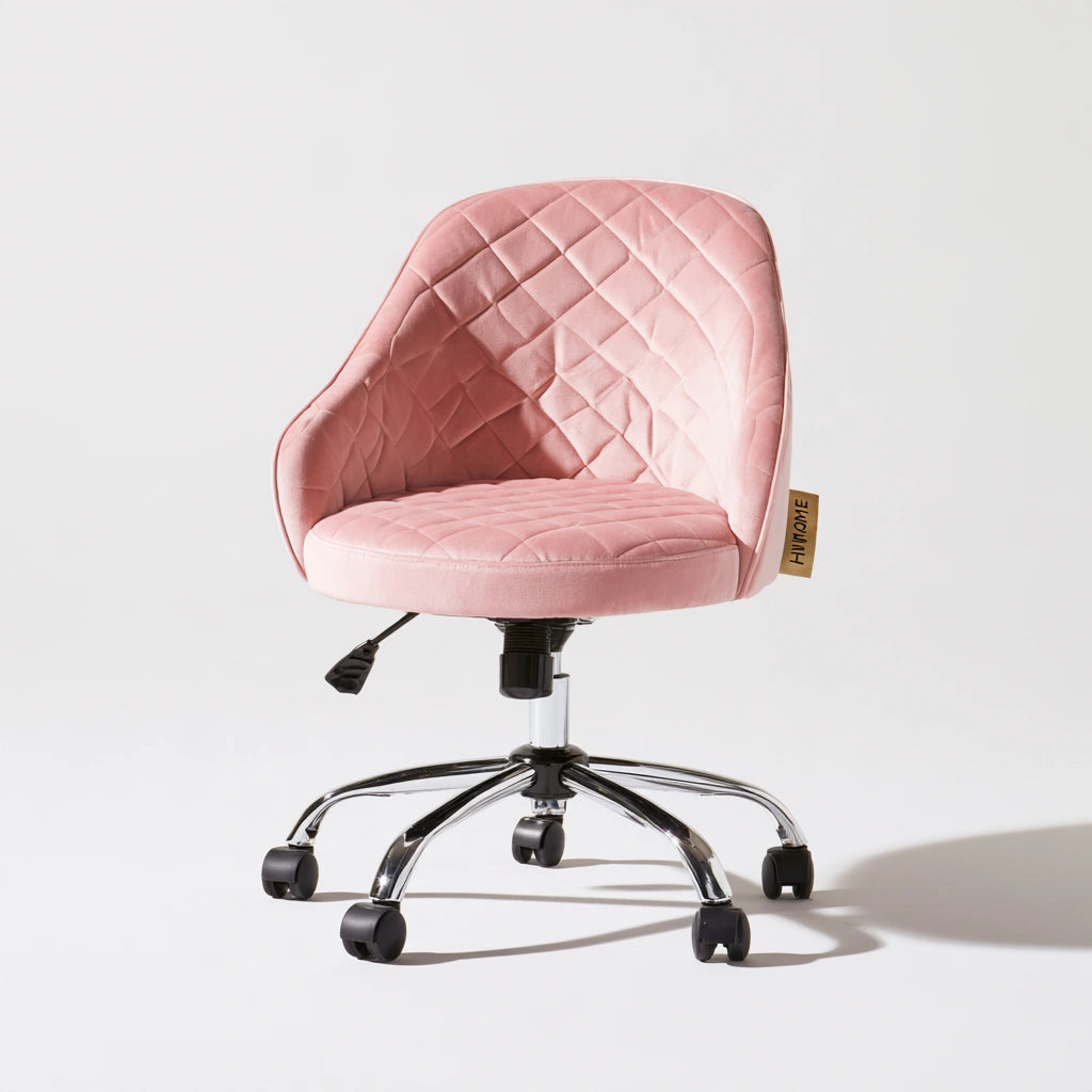 Ergonomiczny fotel biurowy, z aksamitu, kolor: różowy